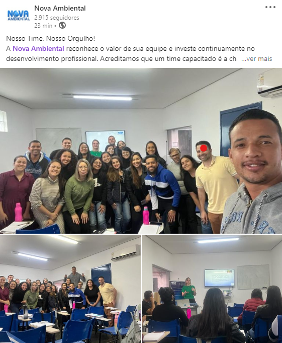 A Nova Ambiental reconhece o valor de sua equipe e investe continuamente no desenvolvimento profissional. Acreditamos que um time capacitado é a chave para enfrentar os desafios ambientais contemporâneos e oferecer serviços de qualidade excepcional aos nossos clientes.